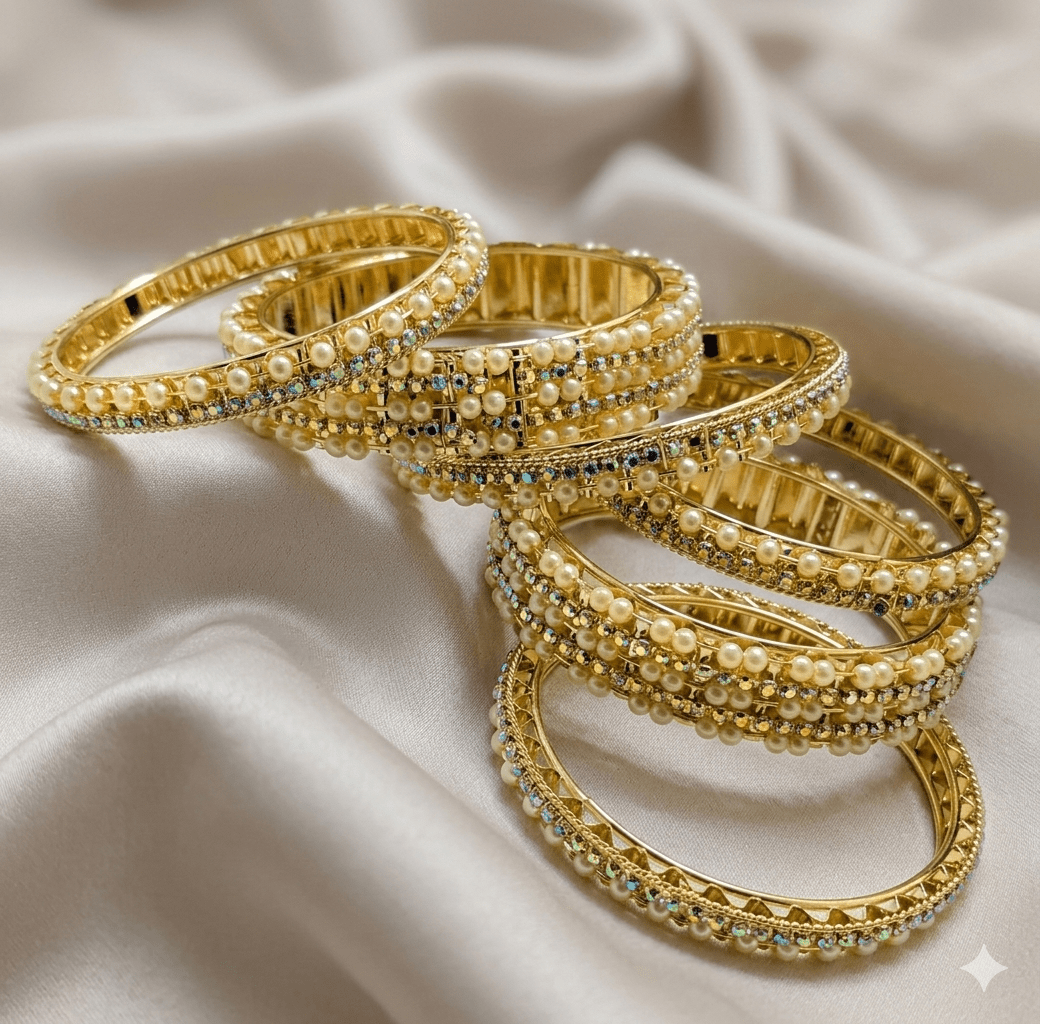 Chura Set Rainbow Stone Work 6 Pieces — Bridal Punjabi Chura - Milaaf Jewellers