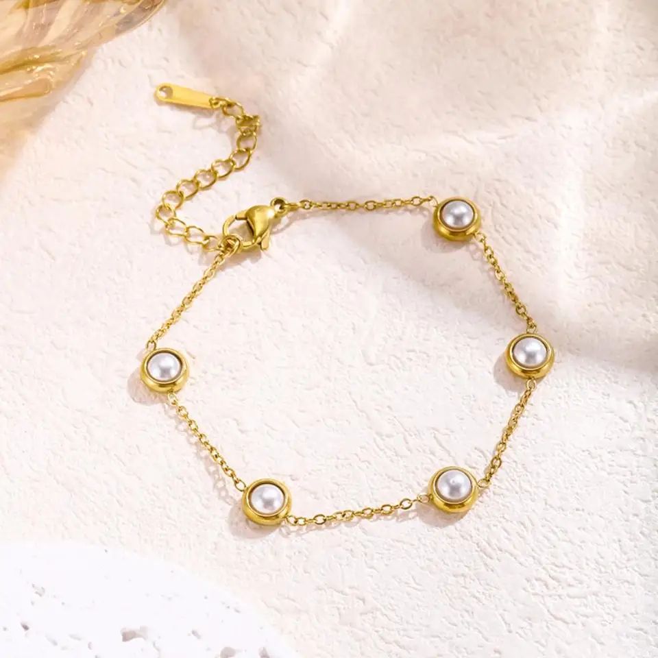 Classic Pearl Charm Gold Bracelet - Milaaf Jewellers