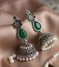Oxidized Jhumka push-back closure detail