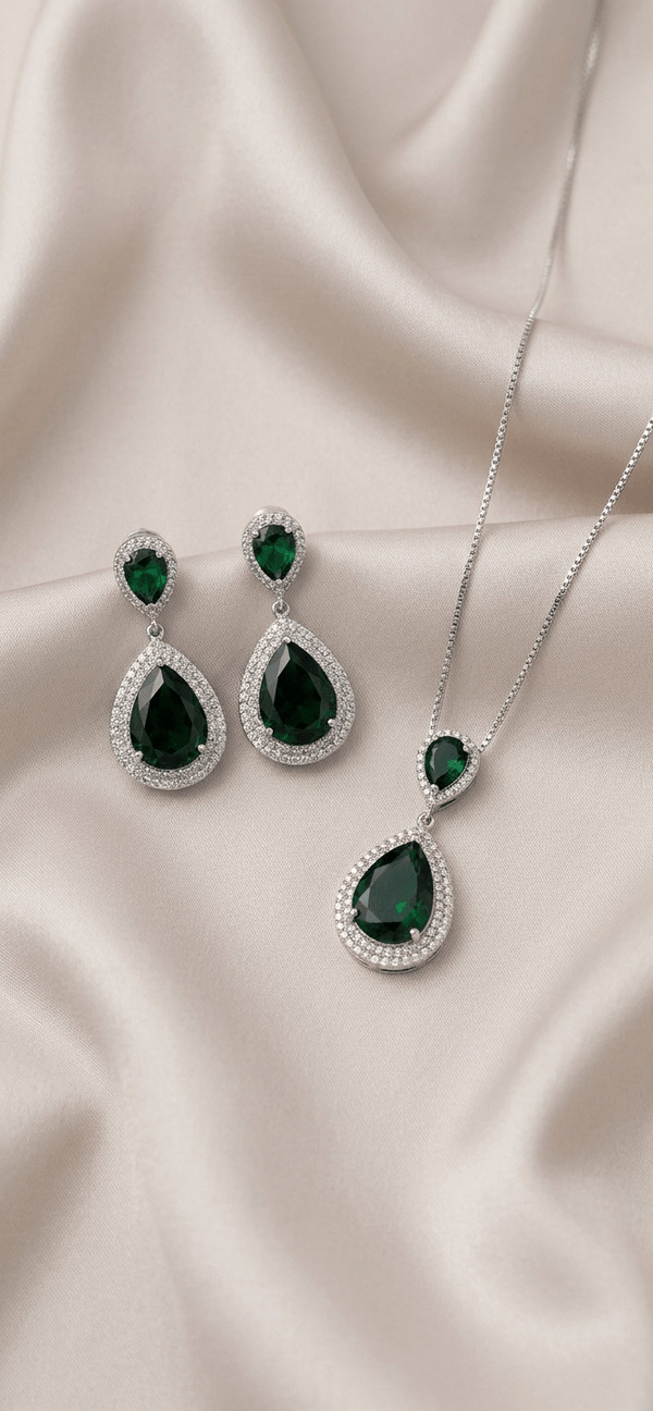 Zarconia Drop Set necklace earrings product shot