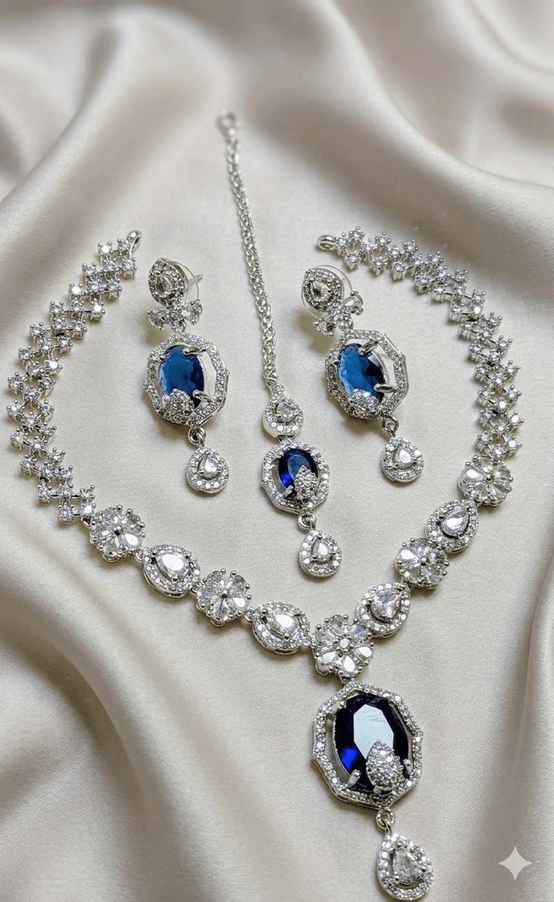 Royal Zircon 2-Tone Collection necklace and earrings front view
