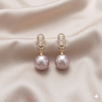 Square White Zircon Big Pearl Earring