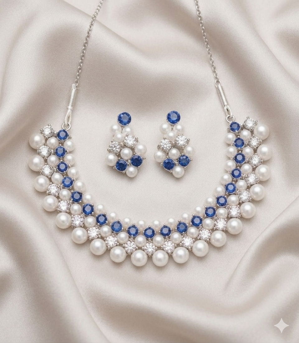 Multi-Row Pearl & Crystal Choker Necklace