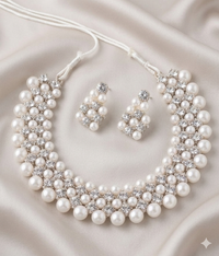 Multi-Row Pearl & Crystal Choker Necklace