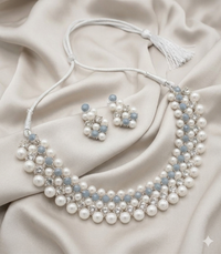 Multi-Row Pearl & Crystal Choker Necklace