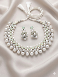 Multi-Row Pearl & Crystal Choker Necklace
