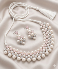 Multi-Row Pearl & Crystal Choker Necklace