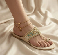 Indian Payal Silver and Gold close-up bell detail