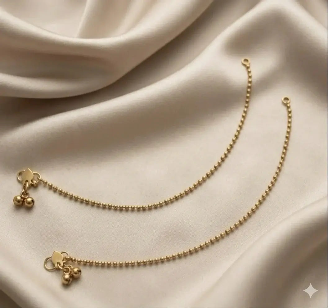 Indian Payal Silver and Gold anklet front view