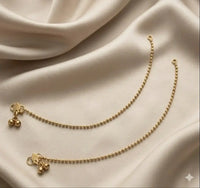 Indian Payal Silver and Gold anklet front view