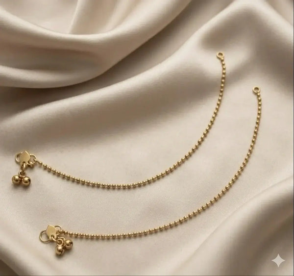 Indian Payal Silver and Gold anklet front view