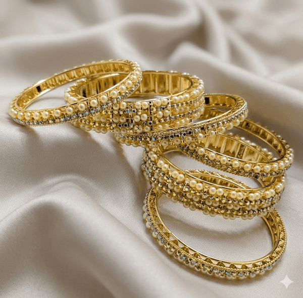Chura Set Rainbow Stone Work 6 Pieces — Bridal Punjabi Chura - Milaaf Jewellers