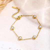 Classic Pearl Charm Gold Bracelet - Milaaf Jewellers