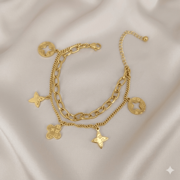 Dual layer printed L V charm bracelet - Milaaf Jewellers