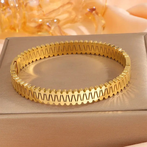 Gold - plated cuff bangle - Milaaf Jewellers