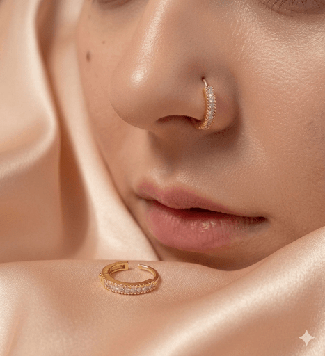 Gold & Silver Nose Ring - Milaaf Jewellers