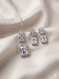 Gold & Silver Zircon Locket Set - Milaaf Jewellers