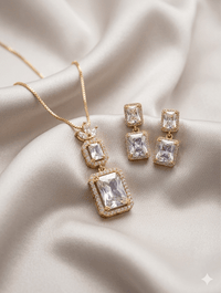 Gold & Silver Zircon Locket Set - Milaaf Jewellers