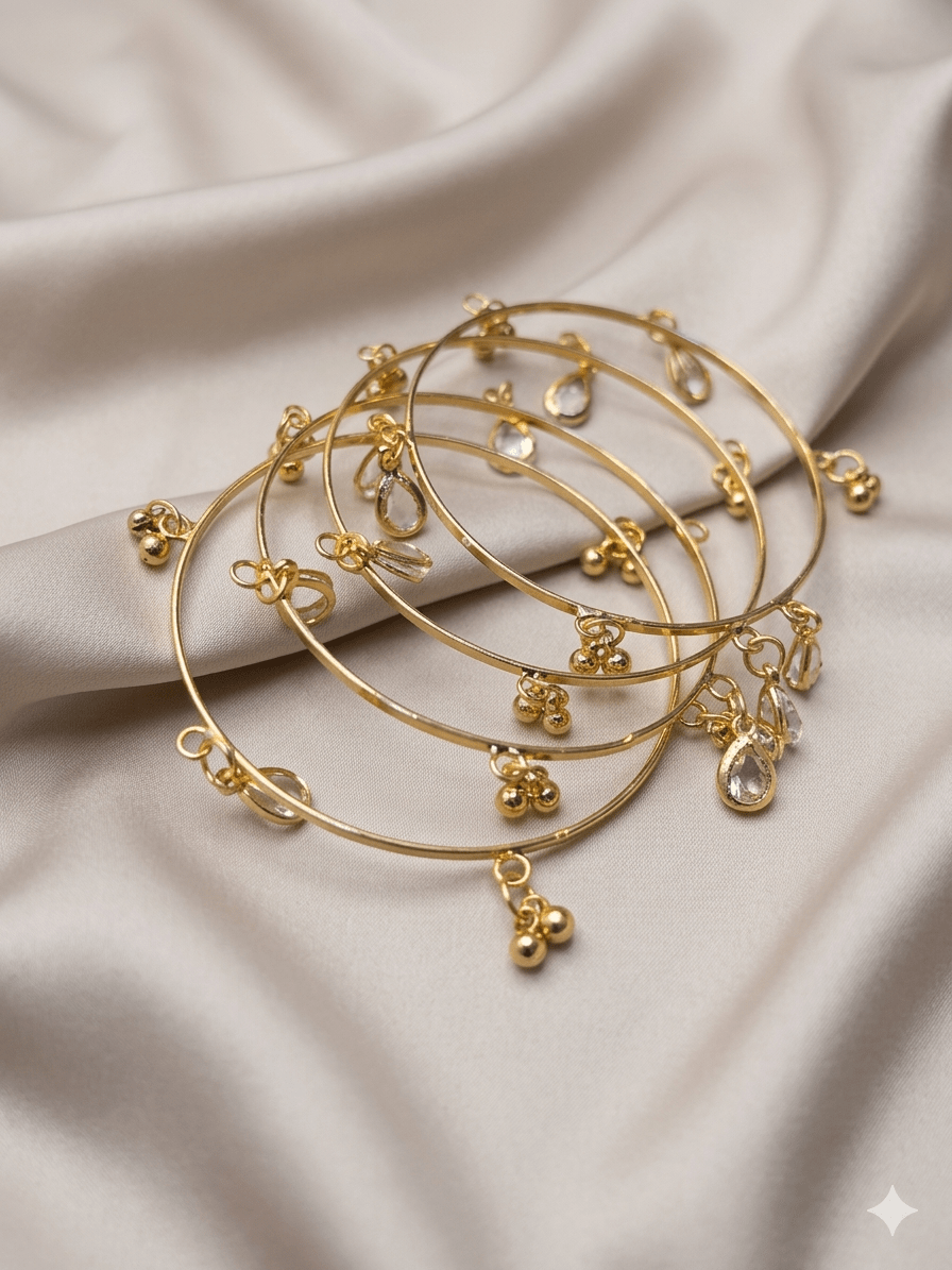 Kashmiri Bangles with Zarcon (4 pcs) - Milaaf Jewellers