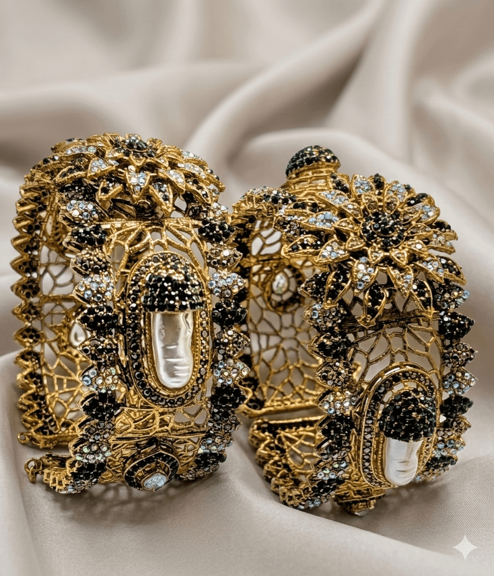 Luxury Mother of Pearl Openable Bangles (Set of 2) - Milaaf Jewellers