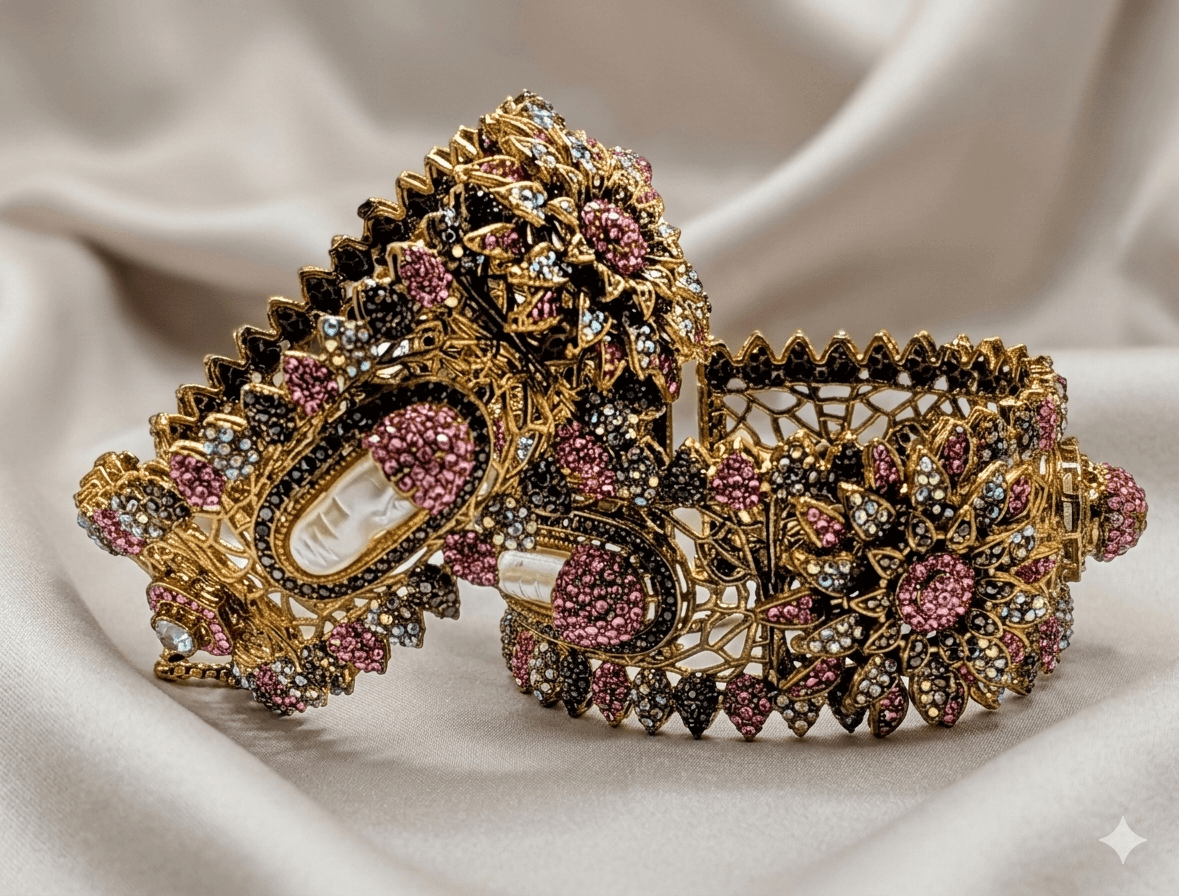 Luxury Mother of Pearl Openable Bangles (Set of 2) - Milaaf Jewellers