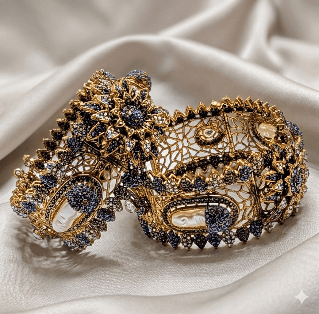 Luxury Mother of Pearl Openable Bangles (Set of 2) - Milaaf Jewellers