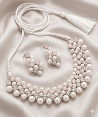 Multi-Row Pearl & Crystal Choker Necklace - Milaaf Jewellers