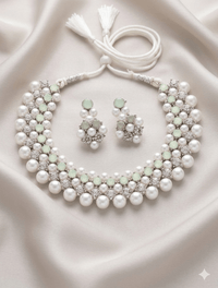 Multi-Row Pearl & Crystal Choker Necklace - Milaaf Jewellers