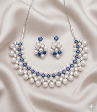 Multi-Row Pearl & Crystal Choker Necklace - Milaaf Jewellers