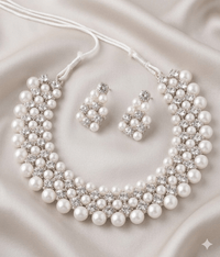Multi-Row Pearl & Crystal Choker Necklace - Milaaf Jewellers