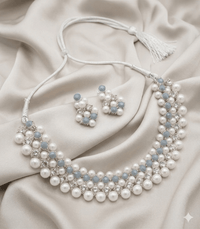 Multi-Row Pearl & Crystal Choker Necklace - Milaaf Jewellers