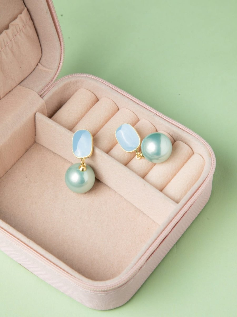 Niscka Sunlit Blue Faux Pearl gold earring - Milaaf Jewellers
