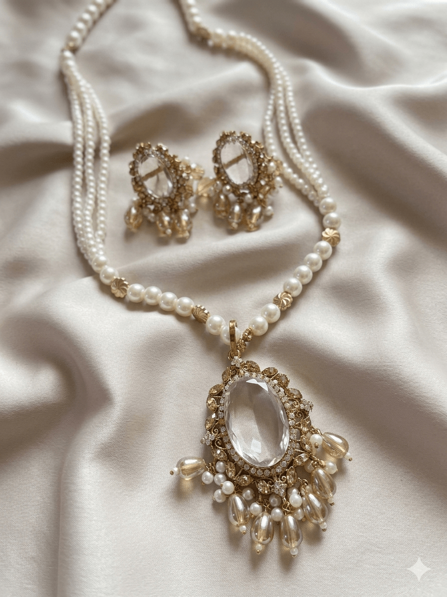 Pearl Mala Pendant Set - Milaaf Jewellers