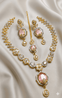 Royal Zircon 2-Tone Collection | Gold & Silver Zircon Jewelry Set - Milaaf Jewellers