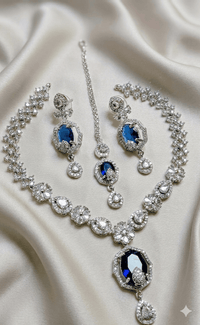 Royal Zircon 2-Tone Collection | Gold & Silver Zircon Jewelry Set - Milaaf Jewellers