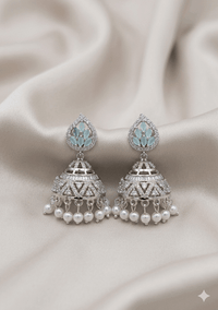 Silver & Zircon Jhumka - Milaaf Jewellers