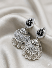 Silver & Zircon Jhumka - Milaaf Jewellers