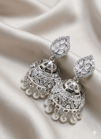 Silver & Zircon Jhumka - Milaaf Jewellers
