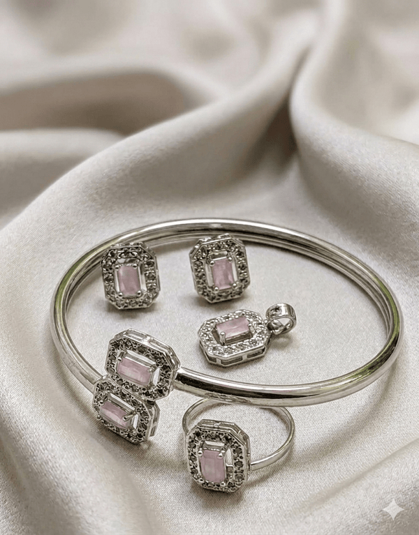 Zarcon Silver & Pink Combo Set - Milaaf Jewellers