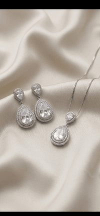 Zarconia Drop Set | Luxury CZ Drop Necklace Earrings Set - Milaaf Jewellers