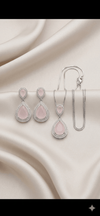 Zarconia Drop Set | Luxury CZ Drop Necklace Earrings Set - Milaaf Jewellers