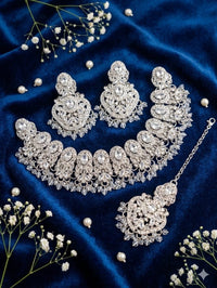 Zircon Jewelry Set: Crystal Beads Necklace & Earrings - Milaaf Jewellers