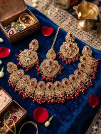 Zircon Jewelry Set: Crystal Beads Necklace & Earrings - Milaaf Jewellers